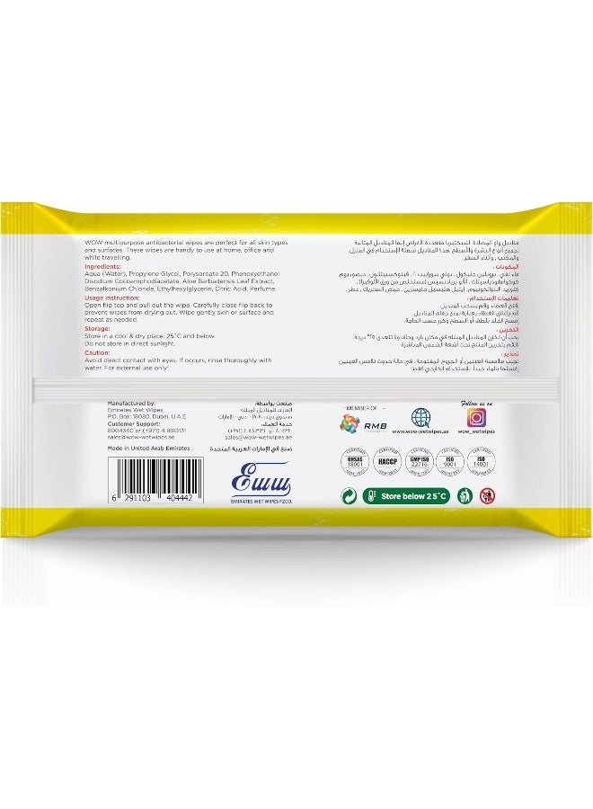 WOW Refreshing Lemon Anti-Bacterial Skin Wipes - 10 Count - Image 2