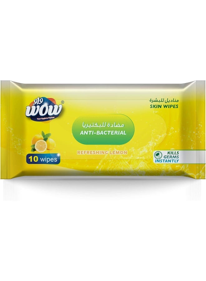 WOW Refreshing Lemon Anti-Bacterial Skin Wipes - 10 Count - Image 4
