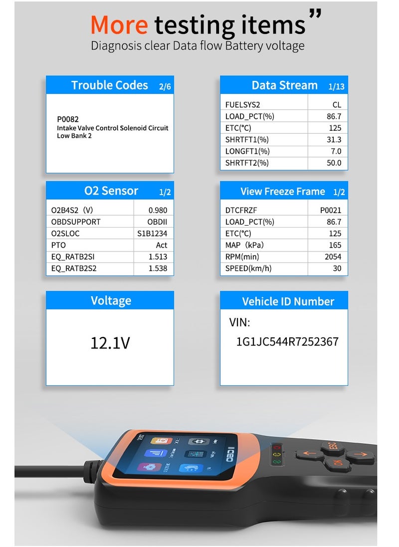 Generic - OBDII Scanner Diagnostic Tool, Vehicle Check Engine Code Readers with Reset and I/M Readiness for All Vehicles - Image 1