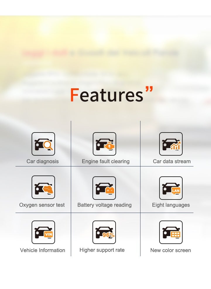 Generic - OBDII Scanner Diagnostic Tool, Vehicle Check Engine Code Readers with Reset and I/M Readiness for All Vehicles - Image 1