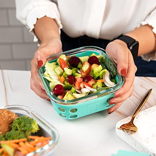 TintBox Glass Lunch Box with Glass Lid and Silicone Sleeve (Coral Green) by MAHAVIR International - Image 3