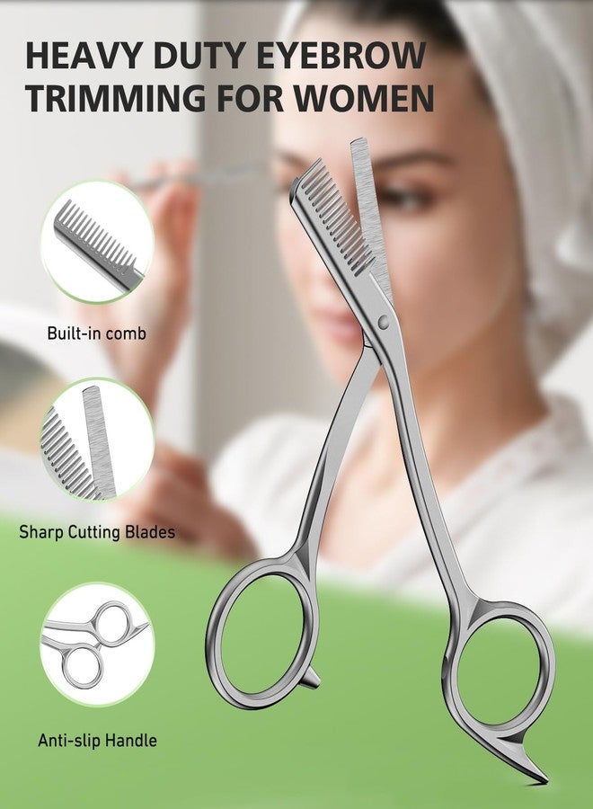 BALUCA Eyebrow Scissors with Comb | Professional Stainless Steel Eyebrow Trimmer for Women & Men | Dual-Design Precision Eye Brow Trimmer Scissors for Effortless Grooming, Silver (Silver) - Image 4