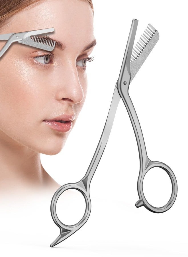 BALUCA Eyebrow Scissors with Comb | Professional Stainless Steel Eyebrow Trimmer for Women & Men | Dual-Design Precision Eye Brow Trimmer Scissors for Effortless Grooming, Silver (Silver) - Image 1