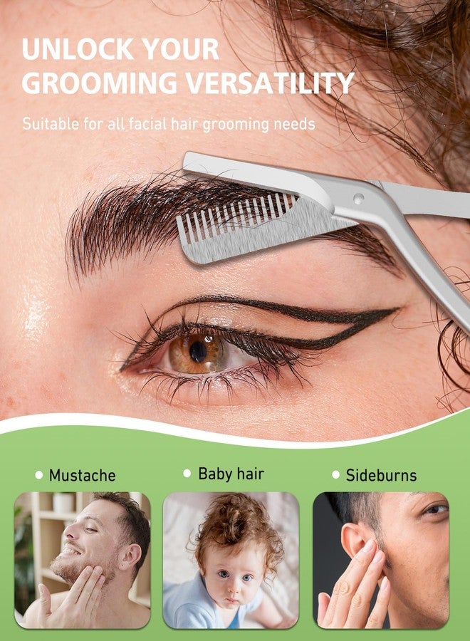BALUCA Eyebrow Scissors with Comb | Professional Stainless Steel Eyebrow Trimmer for Women & Men | Dual-Design Precision Eye Brow Trimmer Scissors for Effortless Grooming, Silver (Silver) - Image 5