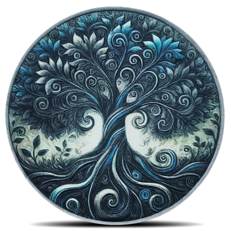 Rumkou Inspirational Coins Tree of Life Challenge Coin - Motivational Quote & Artistic Design (Antique Silver) - Image 1