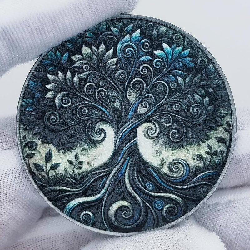Rumkou Inspirational Coins Tree of Life Challenge Coin - Motivational Quote & Artistic Design (Antique Silver) - Image 2