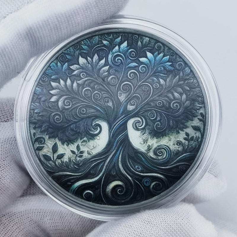 Rumkou Inspirational Coins Tree of Life Challenge Coin - Motivational Quote & Artistic Design (Antique Silver) - Image 4