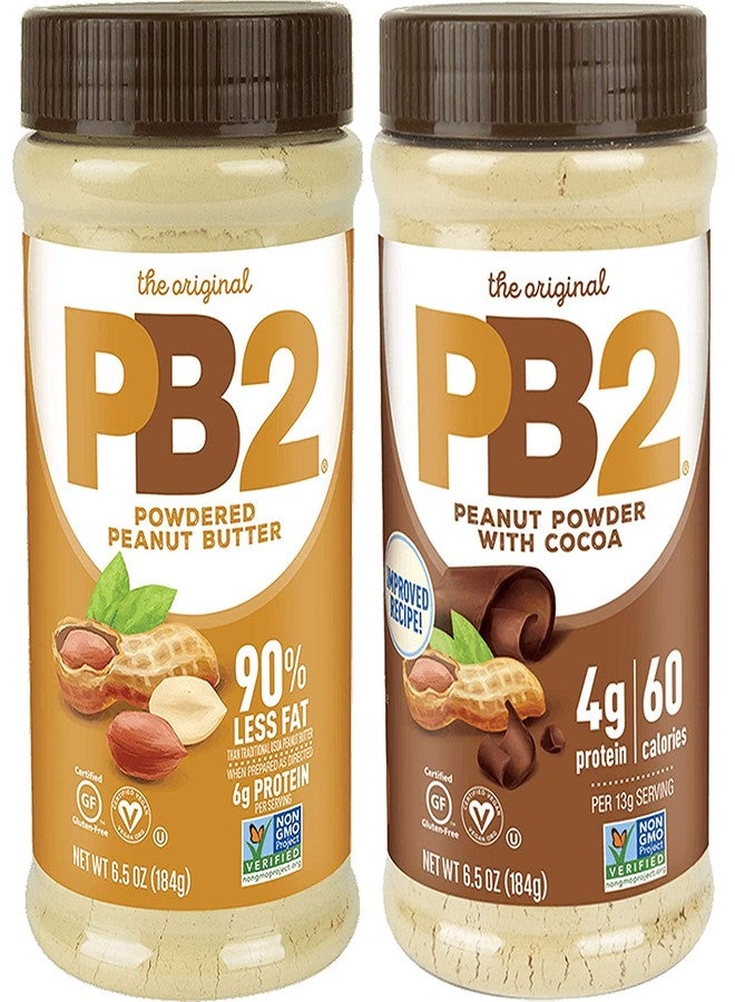 PB2 Powdered Peanut Butter Bundle, Keto Diet, Gluten Free, Mix in Protein Shakes & Smoothies, Low Carb, Original Peanut Butter & Peanut Butter Cocoa Flavors (2 Jars - 6.5 Oz Each) - Image 1