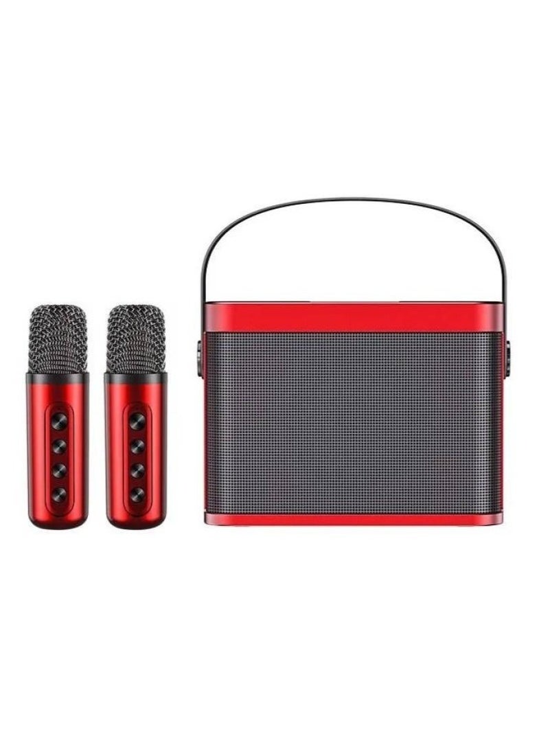 YS YS-219 Bluetooth Karaoke Speaker System with Dual Wireless Microphones – Portable Outdoor Sound System with Powerful Bass, Echo and Vocal Effects, USB and TF Card Music Playback, Rechargeable Battery – Ideal for Parties, Events, Picnics, and Gatherings Red  - Image 1