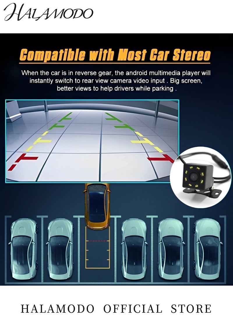 هالامودو كاميرا احتياطية للسيارة مقاومة للماء وكاميرا الرؤية الخلفية للسيارة بزاوية واسعة و8 مصابيح LED للرؤية الليلية وكاميرات احتياطية للرجوع للخلف عالمية للسيارات وسيارات الدفع الرباعي والشاحنات الصغيرة والشاحنات - Image 3