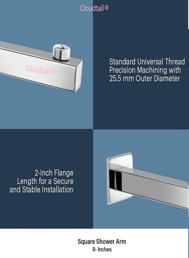 Cloudtail® Shower Road|Bar|Arm|Stick|Pole|For Round|Square|Over Head Shower|With Wall Flange|Screws|Hook|Ideal For: Bathroom|Kitchen|Material: Stainless Steel|Color: Silver|Size: 9 Inch|Set Of 1 - Image 3