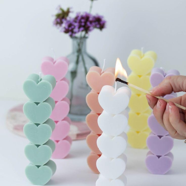LEGACYCART Heart Candle Daisy and 55 Heart Silicone Mould with Dropper for Valentines Day Baking Cake Cupcake Chocolate Candy Gummy Candle Ice Cubes Homemade Treats NonStick Soap Pack of 2 - Image 5