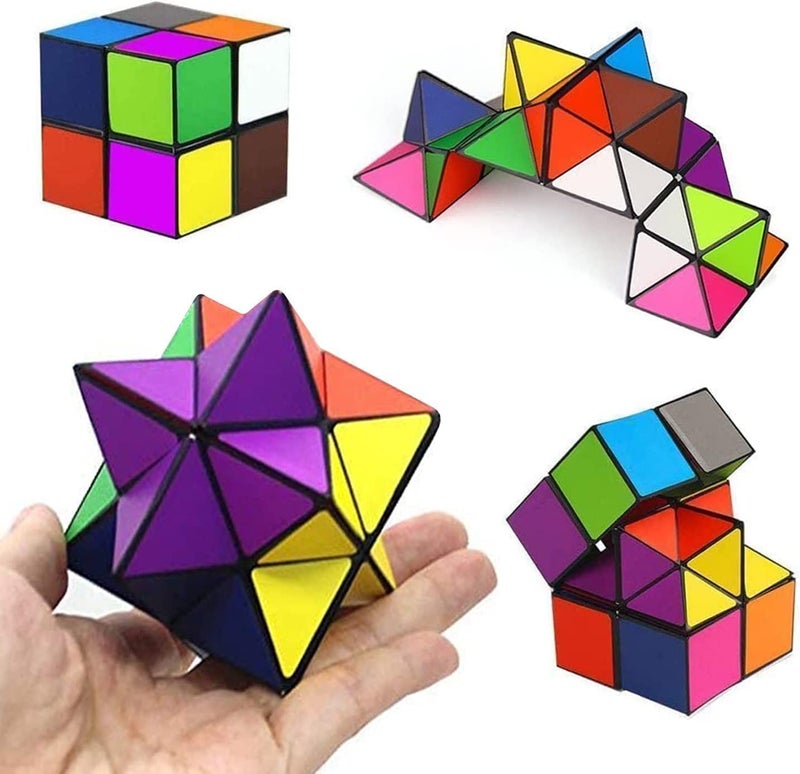 SHONCO Magic Star CubeSHONCO 2 in 1 Combo Infinity Cube Toy Transforming Geometric Puzzle 3D Assembly Fidget Stress Anxiety Relief Magic Puzzle Cubes for Kids and Adults - Image 2