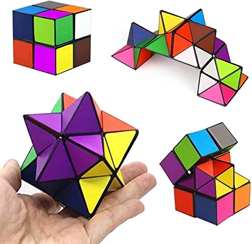 SHONCO Magic Star CubeSHONCO 2 in 1 Combo Infinity Cube Toy Transforming Geometric Puzzle 3D Assembly Fidget Stress Anxiety Relief Magic Puzzle Cubes for Kids and Adults - Image 1
