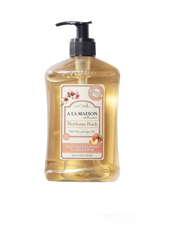 A La Maison - Heirloom Peach Liquid Hand Soap - Triple French Milled Natural Moisturizing Soap (3 Pack, 16.9 oz Bottle) - Image 1