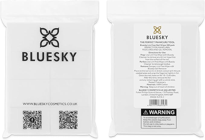 Bluesky مناديل بلوسكاي خالية من الوبر لإزالة طلاء الأظافر جل، عبوة تحضير وتنظيف فائقة الامتصاص مكونة من 100 قطعة - Image 2