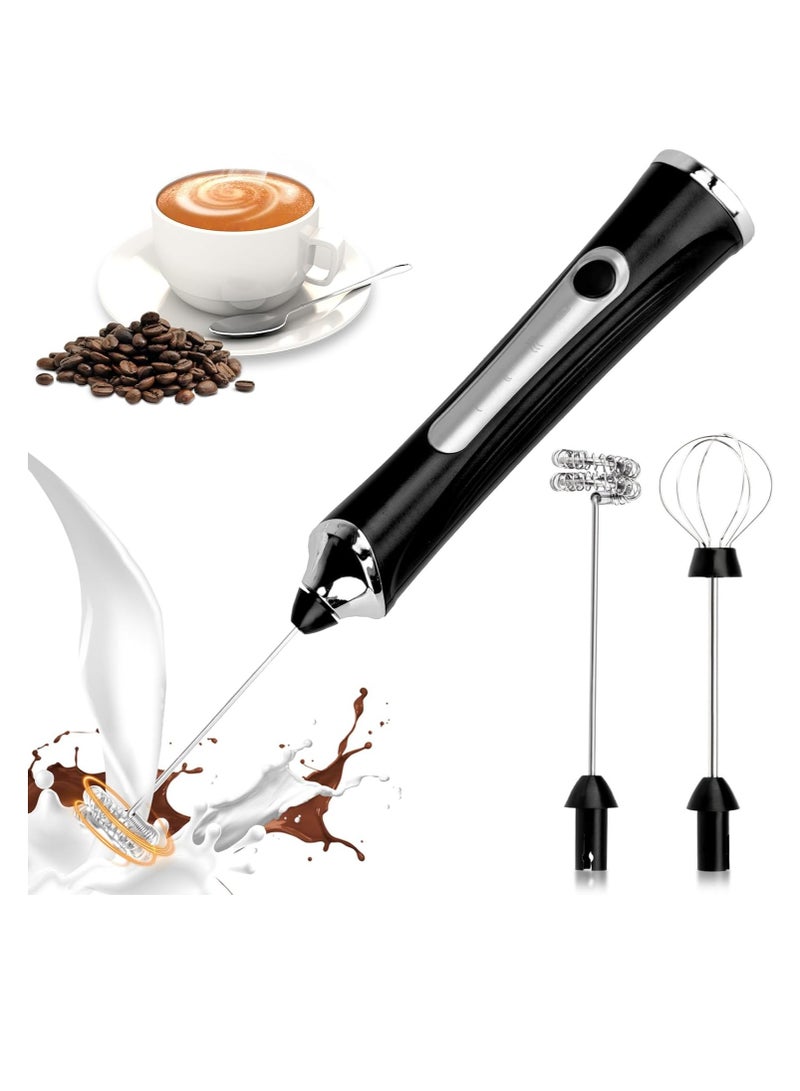 Milk frother USB-C rechargeable handheld frother with 2 304 stainless steel whisk, newly upgraded 3-speed coffee whisk and electric beverage mixer, suitable for latte, cappuccino, egg, matcha, black  - Image 1