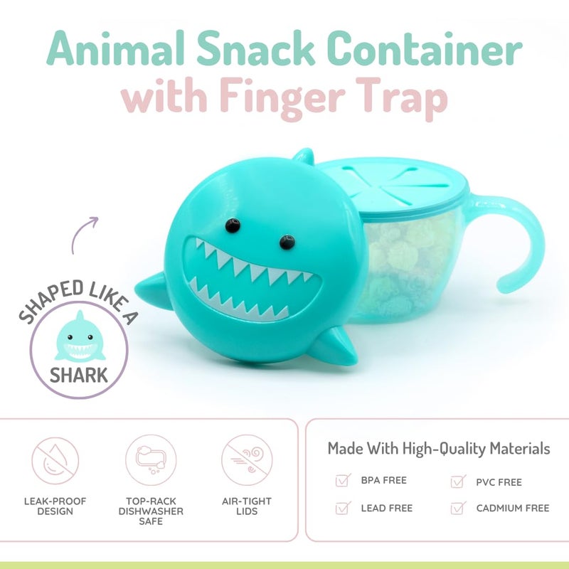 melii Shark Animal Snack Container for Toddlers and Kids - 6.76 oz BPA-Free Food Storage with Airtight, Leakproof Design and Finger Trap - Perfect for On-the-Go Snacking, School Lunches, and Meal Prep - Image 3
