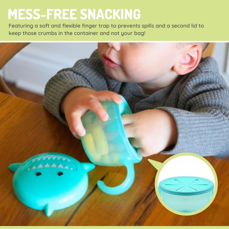 melii Shark Animal Snack Container for Toddlers and Kids - 6.76 oz BPA-Free Food Storage with Airtight, Leakproof Design and Finger Trap - Perfect for On-the-Go Snacking, School Lunches, and Meal Prep - Image 4