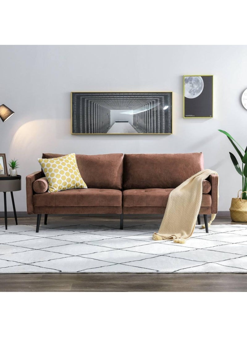 Karnak Brooklyn Velvet 2-Seater Sofa Set Modern Design Sofa For Living Room Color (Brown) - Image 3