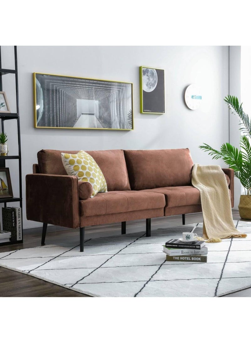 Karnak Brooklyn Velvet 2-Seater Sofa Set Modern Design Sofa For Living Room Color (Brown) - Image 1