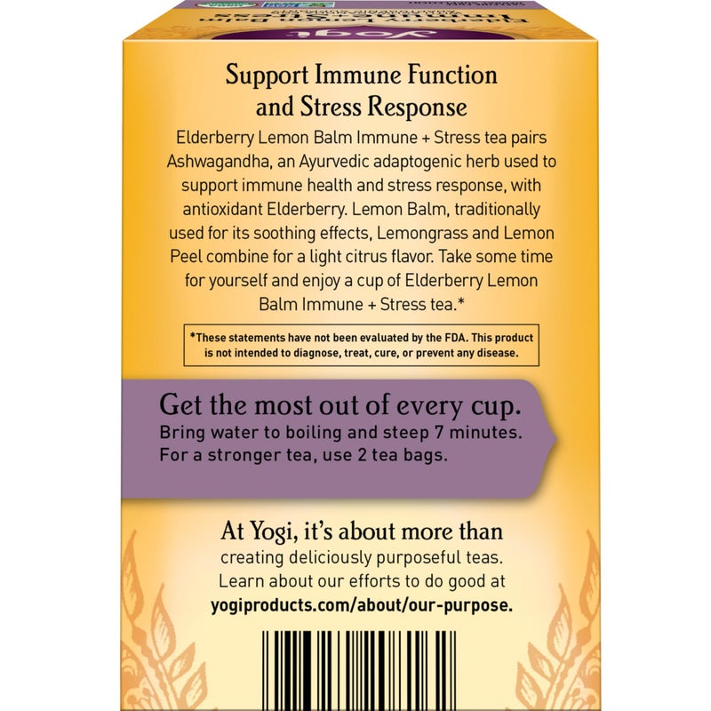 Yogi Tea Elderberry Lemon Stress & Immune Support Tea - 16 Tea Bags, 4 Packs - With Ashwagandha, Lemongrass, Licorice Root & More - Image 2