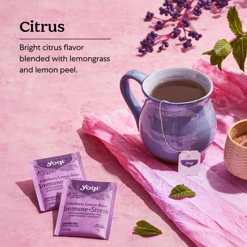 Yogi Tea Elderberry Lemon Stress & Immune Support Tea - 16 Tea Bags, 4 Packs - With Ashwagandha, Lemongrass, Licorice Root & More - Image 4