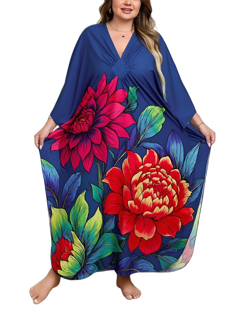 KEYLORTING Kaftan Dress for Women - Plus Size Caftan Maxi Beach Dress Moo Moos Loungewear, Swimsuit Cover Up for Beach, Pool or Vacation - Image 1