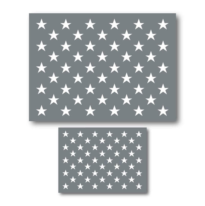 I Like That Lamp American Flag Stencil Template (2 Pack), 50 Stars for Painting USA Flag on Wood/Wall/Metal/Steel/Cornhole/Shed/Pallet, 2 Sizes (Large & Small), Strong & Reusable, Made in America by Small Business - Image 1