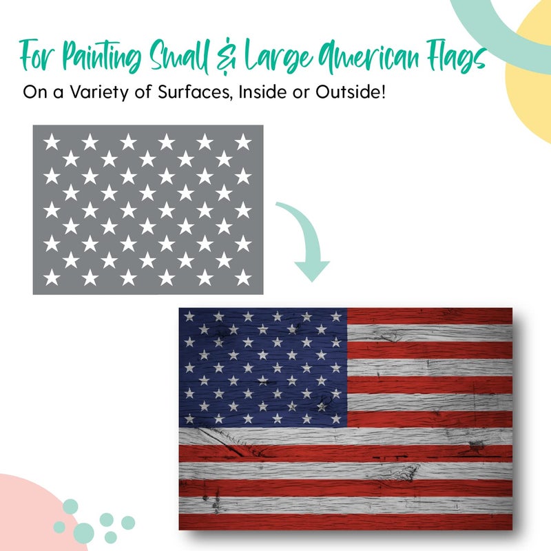 I Like That Lamp American Flag Stencil Template (2 Pack), 50 Stars for Painting USA Flag on Wood/Wall/Metal/Steel/Cornhole/Shed/Pallet, 2 Sizes (Large & Small), Strong & Reusable, Made in America by Small Business - Image 3