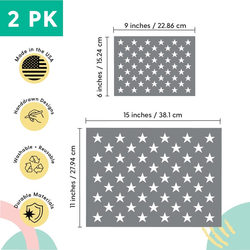 I Like That Lamp American Flag Stencil Template (2 Pack), 50 Stars for Painting USA Flag on Wood/Wall/Metal/Steel/Cornhole/Shed/Pallet, 2 Sizes (Large & Small), Strong & Reusable, Made in America by Small Business - Image 2