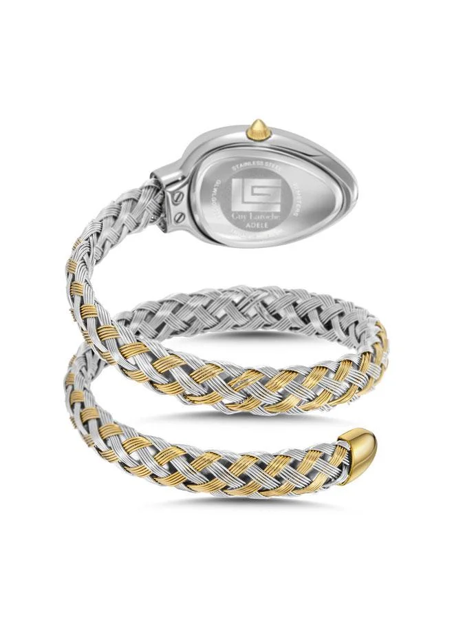 Guy Laroche Adele White Mother-of-pearl Dial Silver-Gold Metal Bracelet Analog Watch for Women 23.5mm