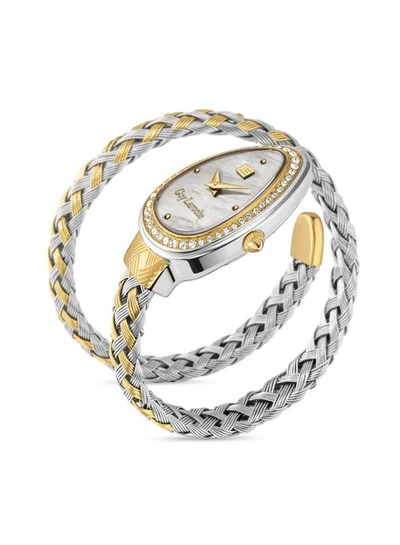 Guy Laroche Adele White Mother-of-pearl Dial Silver-Gold Metal Bracelet Analog Watch for Women 23.5mm