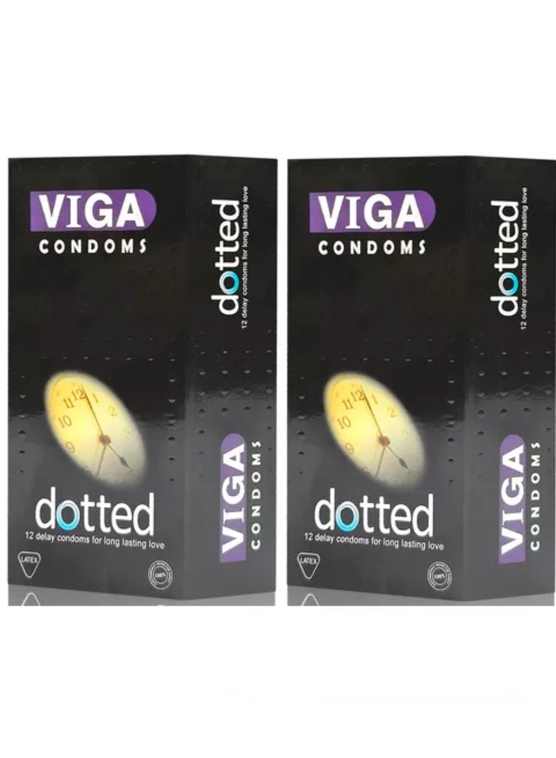 فيجا قطعتين من الواقي الذكري المنقط 12x2 واقي لحب يدوم طويلاً - Image 1
