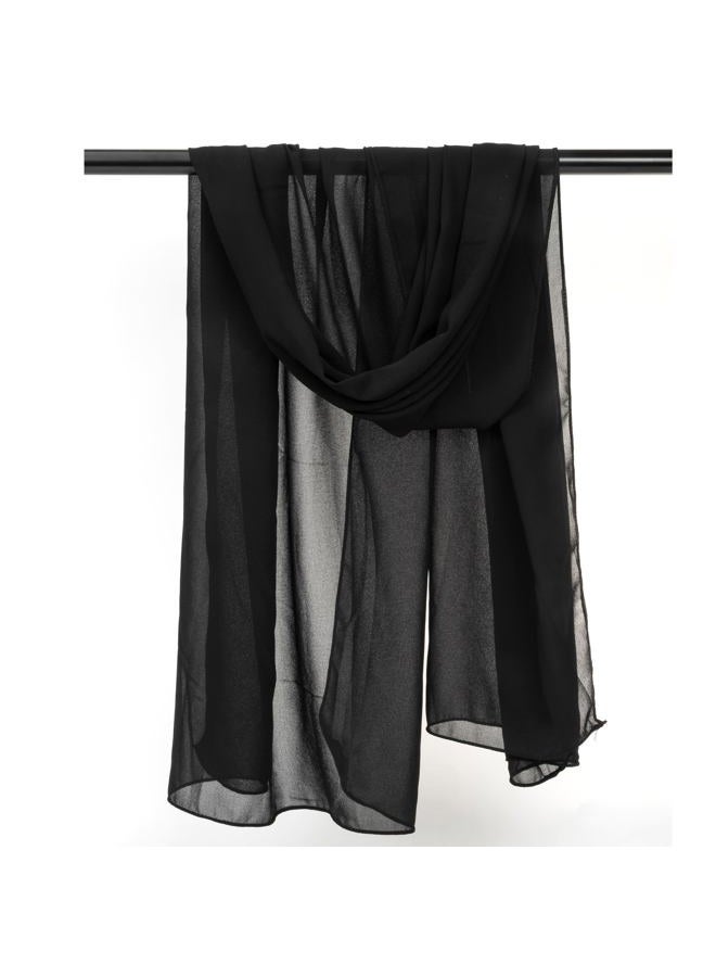 CXQRR Solid Color Silk Feeling Scarf Fashion Scarves Wrap Long Lightweight Shawls for Women, Black, 70.87'' x 29.5" - Image 2