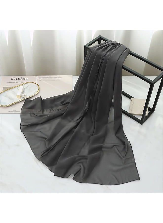 CXQRR Solid Color Silk Feeling Scarf Fashion Scarves Wrap Long Lightweight Shawls for Women, Black, 70.87'' x 29.5" - Image 5