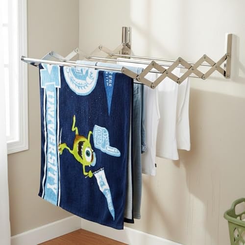homWell Heavy Duty Stainless Steel 8 Pipe x 2 Feet Foldable Wall Mounted Clothes Drying Stand for Balcony Cloth Dryer Stand Towel Rack Clothes Stand for Drying - Image 1