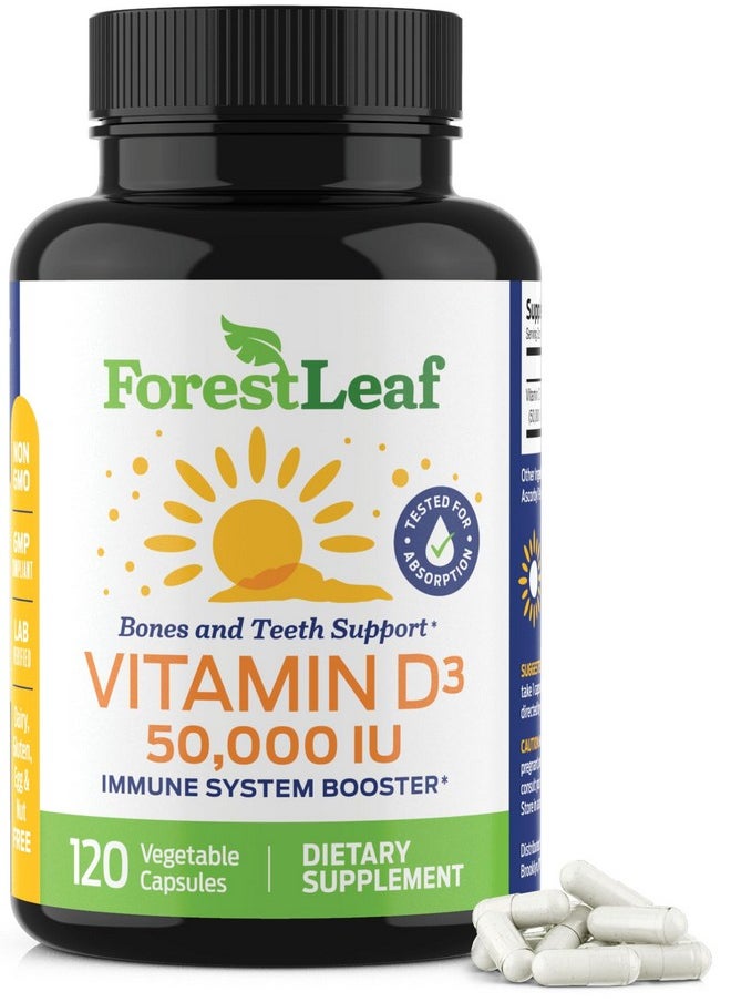 ForestLeaf Vitamin D3 50000 IU - Bone Health and Immune Support - Small Easy to Swallow Capsules - Non-GMO Gluten Free VIT D - VIT D3 Vitamin D Supplements for Women and Men, 120 Count - pzsku/Z88356BD90E2F6C785FD7Z/45/_/1739883054/1641c10c-f6dd-4ca4-ac6d-ac05c9ecff3c