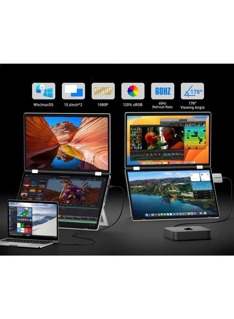 V2COM M2 15.6 inch Folding Dual Monitors - Image 5