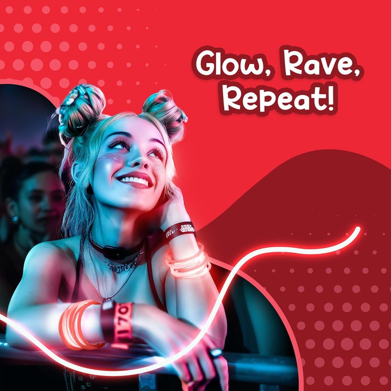 Fun Central 8” Glow Stick Bracelets – Bulk 50 Pack for Halloween Parties, Trick-or-Treat Safety, Haunted Houses, Parades & Nighttime Celebrations – Red - Image 5