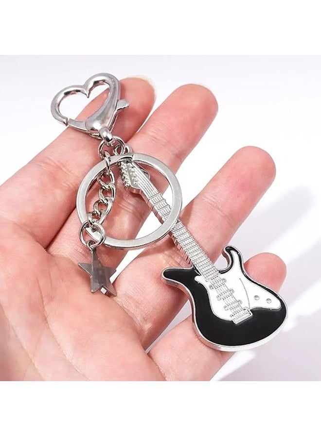 Aesthetic Punk Music Guitar Keychain, Cute Star Key Chain Key Rings For Women Music Lovers - Image 3