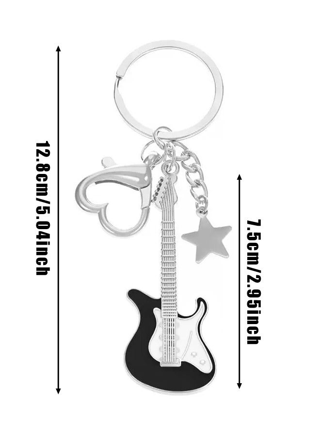 Aesthetic Punk Music Guitar Keychain, Cute Star Key Chain Key Rings For Women Music Lovers - Image 2