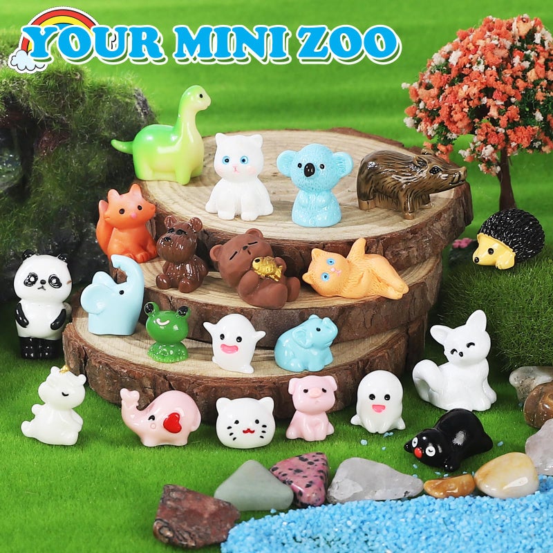 GliSun 60 Pcs Mini Resin Animals 60 Styles Tiny Animals Garden Decor Tiny Resin Miniature Figurines Bulk for Dollhouse Slime Charm Fairy Garden Hide Crafts Accessories - Image 2