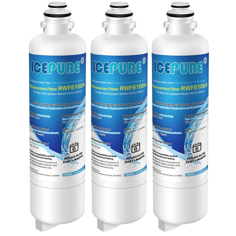 ICEPURE Refrigerator Water Filter Replacement for Bosch Ultra Clarity Pro BORPLFTR50, BORPLFTR55, 11032531, 12033030, 12028325, 11025825, B36CT80SNS, B36CL80ENS, WFC100MF, WFS200MF, RA450022, 3PACK - Image 1
