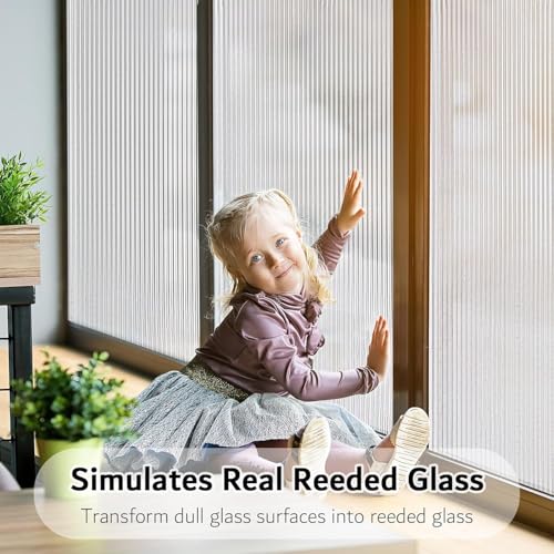 WALLTON Privacy Vinyl Frosted Window Film Glass Sticker Self-Adhesive Film Tint Wallpaper Opaque Sheet for Glass Privacy Cover Window, Door, Office, Home.| Anti-UV. (12x48 Inch, 3D Fluted) - Image 2