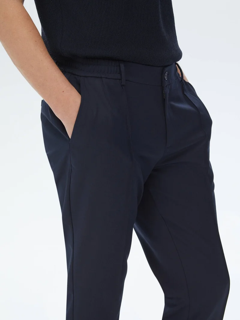 Kip Navy Blue Woven Jogging Fit Casual Trousers