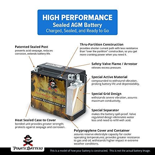 Pirate Battery YTX20HL-BS 310 CCA Maintenance-Free 12V 19Ah Battery Replacement for ATV, Harley Davidson Motorcycle, Jet Skis, Scooter, UTV, and More - Nut and Bolt (T3) Terminal - Image 5