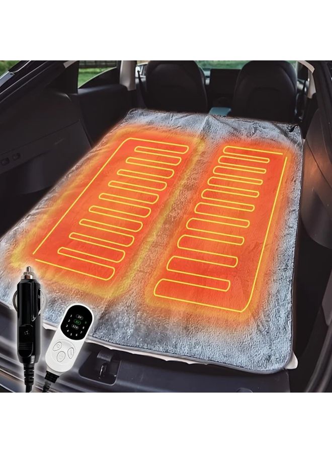 12V Heated Car Blanket Gray 160x80cm Electric Sleeping Bag with 9 Heating Levels and 2 8 12 Hour Timer for Cold Weather Road Trips Camping Truck SUV RV - Image 1