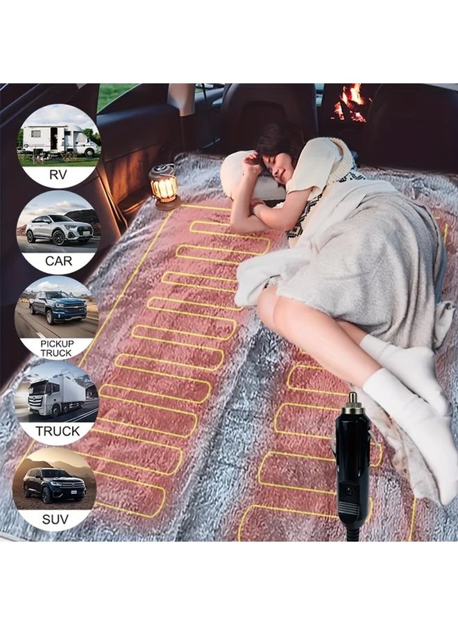 12V Heated Car Blanket Gray 160x80cm Electric Sleeping Bag with 9 Heating Levels and 2 8 12 Hour Timer for Cold Weather Road Trips Camping Truck SUV RV - Image 2