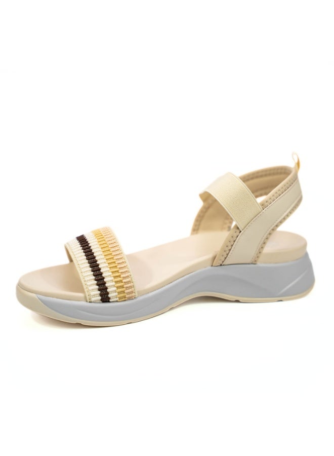 Mon Ami Women’s Comfort Platform Sandals | Lightweight Elastic Strap Walking Sandals | Cushioned Open Toe Casual Summer Footwear | Breathable Fashion Sandals for Daily Wear Travel Outdoor Use | Soft Comfort Sole Slip On Ladies Sandals - Image 3